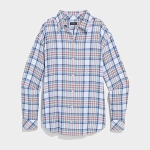 Birdie Relaxed Fit Cotton Blend Flannel Button-Up Shirt Size Medium NWT